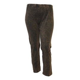Jess & Jane Women's Mineral Washed Cotton Legging Pants (X-Large, Chocolate)