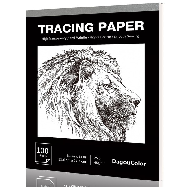 DagouColor 100 Sheets Tracing Paper for Sewing Patterns, Drawing Overlays