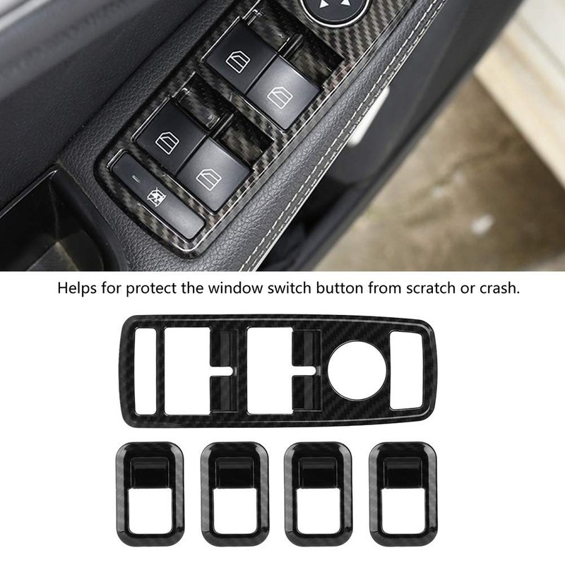 KIMISS 5Pcs Car Window Switch Button Cover, ABS Window Switch