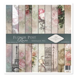 ITD Collection - Scrapbook Paper - Scrapbooking Set - Motif Paper for Crafts - Decorative Paper 12 x 12 Inches - 310 x 310 mm - 10 Sheets + 1 - Flower Post - Rose - SLS-068