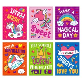 FLYAB 48PCS Valentines Cards for Kids Classroom Unicorn Valentines Day Gift Cards for Kids Valentines School Classroom Exchange Cards Teachers Reward Prize Cards for Valentine Party Favor Supplies