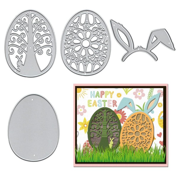 Metal Happy Easter Eggs Frame Die Cuts for Card Making,