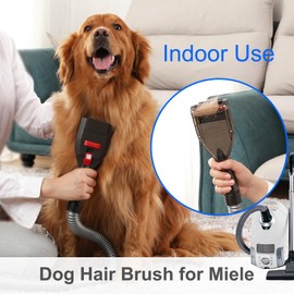 Kodahome Dog Brush Vacuum Attachments, Compatible with Miele C1 C2 C3 CX1 Canister Vacuum Cleaners (1 3/8" 35mm), Pet Hair Shedding Grooming Tool Kit, Long Extension Hose and Adapter