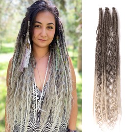 24 Inch Synthetic Dreadlock Extensions Hippie Single Ended Dreads 0.6 cm Width Loc Extensions Reggae Style Crochet Hair for Women (T1B/Grey, 3 Styles Mixed 24 Inch(6 Strands))