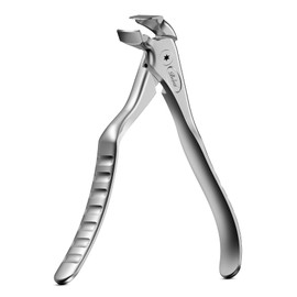 BALUCA Ergonomic Nail Clipper for Seniors - Toenail Clipper for Thick Toenails and Fingernails, Long Handle Nail Clippers with Catcher, Precision Nail Trimmer for Men and Women - Silver