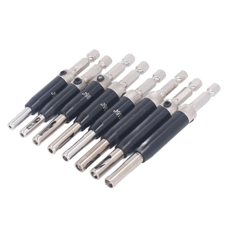 8Pcs Self Centering Hinge Drill Bit Black Hex Shank Hinge