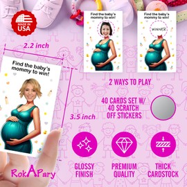 Who is The Babys Mommy Baby Shower - Juego de rascar, fácil de jugar juegos tontos, idea divertida, actividad rompehielos. Tarjetas de rifa, juego de 40 tarjetas fabricadas en Estados Unidos