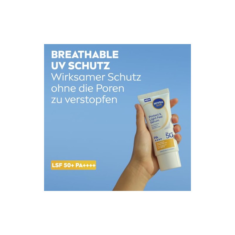 NIVEA SUN Breathable Serum SPF 50+, Breathable Sun Cream with