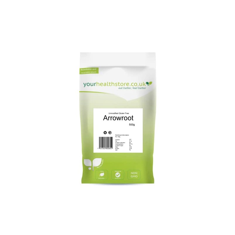 yourhealthstore Premium Unmodified Arrowroot 500g, Gluten Free, Non GMO.