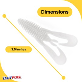 BAITFUEL Mini Kickin' B-Bug Versitile Creature Bait Infused with Supercharged X55 Formula Gel | 3.5-Inch, White