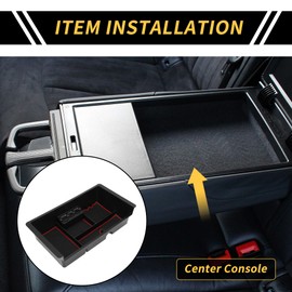 REPAIROCK Full Center Console Organizer Tray for Chevy Silverado 1500 for GMC Sierra 1500 2014-2018 Armrest Storage Box Insert Tray Full Console W/Bucket Seats ONLY Plastic Black Red