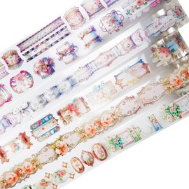 AuriicLeaf Romantic Silk Road PET Tape Set, 6 Rolls of Vintage Ephemera for Junk Journaling, Scrapbooking, Crafting, DIY Projects, Diaries, and Art Supplies