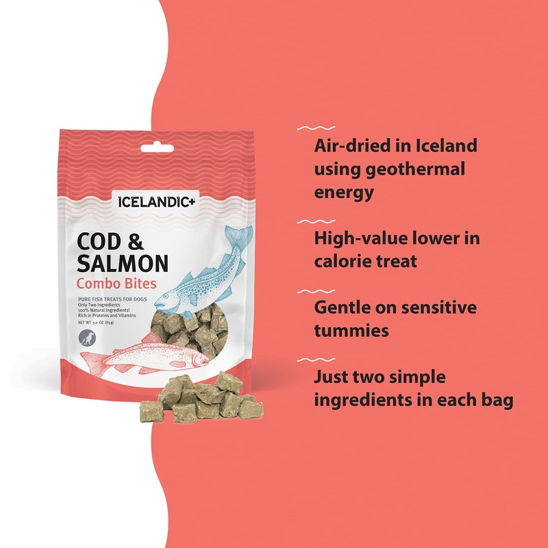 Icelandic+ Plus Cod & Salmon Combo Bites Dog Treat 3.0-oz