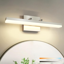 7Degobii Brushed Nickel Vanity Lights for Bathroom 5CCT Dimmable Bathroom Lighting Fixtures Over Mirror Adjustable Lighting Angle Wall Light Fixtures 15.75 Long 12W LED Bar Light