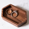 Walnut Wood Ring Tray, Narrow Hexagon Hardwood Holder, Slim Hexagonal