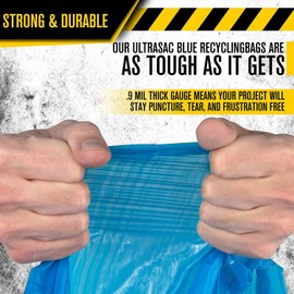 Ultrasac Blue Recycling Bags 33 Gallon 0.9 MIL, 33.5" x 38" - Pack of 45 - For Recycling, Kitchen, Industrial, & Commercial