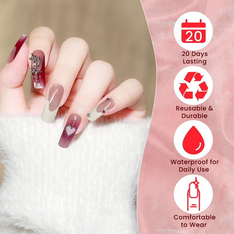 French Press-on Nails, Glossy False Nails Long, Square False Nails