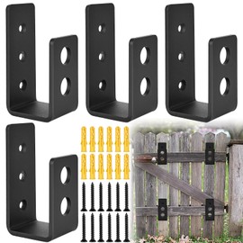 Molbory 4 Pieces U Angle Bracket Stainless Steel Door Barricade Brackets Steel U Security Door Lock U Profile Steel for Reinforced Door Locks, Brackets with Screw, 40mm Inner Width