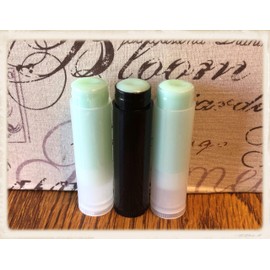 20 MINT CHOCOLATE CHIP Flavored Lip Balms in Clear or Black Tubes Wholesale Bulk Prefilled Aqua Green (Black Tubes)