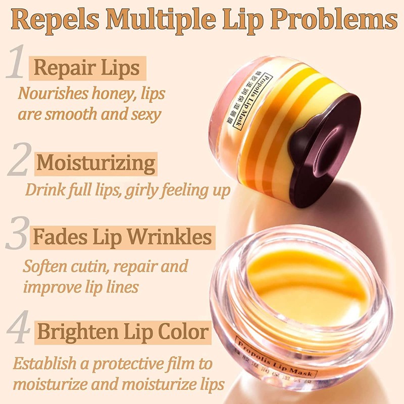 Bee Balm Lip Balm Honey Pot, 4 Pack Honey &