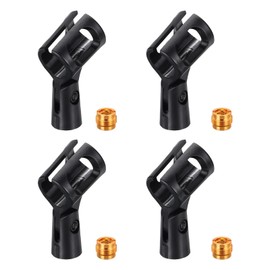 MECCANIXITY 4Pcs Microphone Clip Adjustable Mic Holder Flexible Wireless Mic Stand Adapter for Handheld Mics with Metal 5/8" Male to 3/8" Female Screw Adapter
