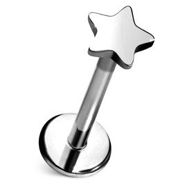 Cords Club Star Flat Back Stud – Single Titanium Silver Earring, Push Pin Design with a small Star — (Single Earring)