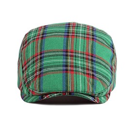 Plaid Newsboy Hats Flat Cap for Men Women Adjustable Lightweight Ivy Catsby Cabbie Driving Hat (US, Alpha, One Size, plaid-02-green)