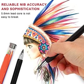Lápices de Colores Mecánicos, Recambios de Plomo Grueso de 5,6 Mm Lápices de Colores Automáticos de Aleación de Aluminio con Estuche de Lápices de Almacenamiento para Dibujo de Arquitectura Escritura