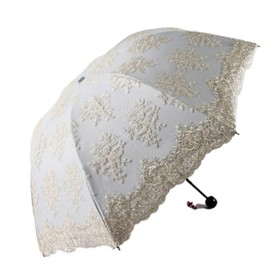 Honeystore Flower Lace Parasols for Wedding Party Lace Bridal Umbrella 2401-Beige