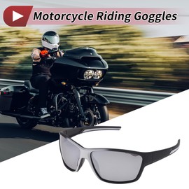 X AUTOHAUX 1 Set Motorcycle Riding Goggles Anti-glare Tri-Acetyl Cellulos PC UV400 Cycling Sunglasses Silver Tone Gray Lens Black White Frame