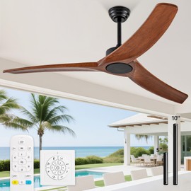 Ceversa 36 Inch Small Ceiling Fan no Light, Outdoor Ceiling Fans Without Lights with Remote Control, 3 Blades Solid Wood Propeller for Patio, Indoor, Living Room, Bedroom, Porch, Farmhouse