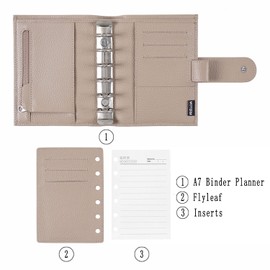 Moterm Pocket Regular Rings Planner - Genuine Leather Binder Organizer(Pebble-Taupe, 19mm Ring)