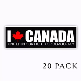 Deez Street Designz I Love Canada United in Fight for Democracy Mini Political Stickers - 20 Pack 3"