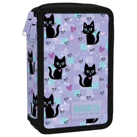 Derform Katzen 2 - Fach Federtasche gefüllt Federmäppchen Federmappe Black Cat