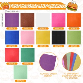 Qilery 1040 Sheets Deli Paper Assorted Color Kite Paper Origami Waterproof Sandwich Packaging Sheet 12" x 12" No Wax Oil Proof Light Transmission for Wrapping Craft, 13 Colors