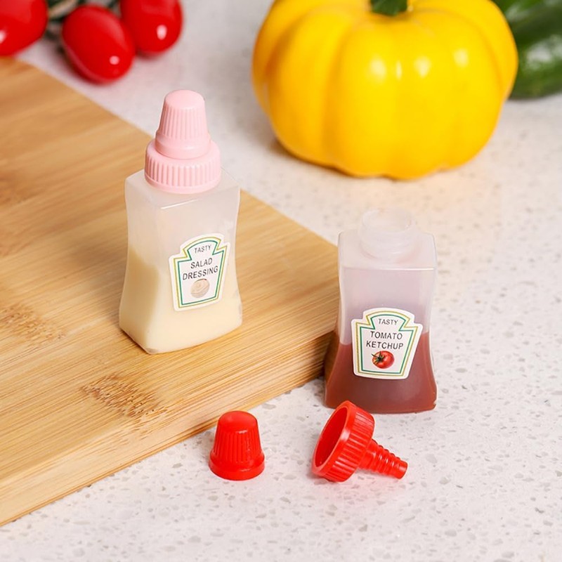 8 Botellas de Ketchup Mini para Apretar, 25 ml, Caja