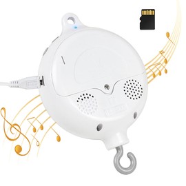 HLEEDUO Bluetooth Mobile for Crib, Mobile Rotary Music Box Spinner with Rotating Hook,Crib Mobile Motor Spinner with 128MB SD Card(can Download Music),Volume Control