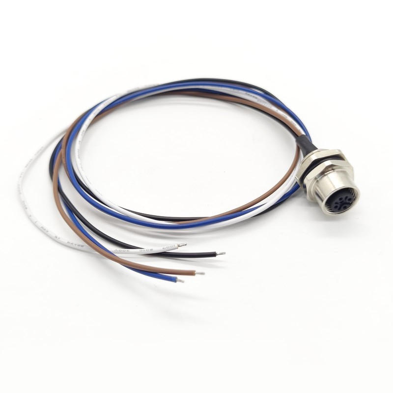 5Pcs M12 4 Pin A Code Female Connector Cable, IP67