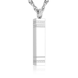 XIUDA Cremation Urn Necklace for Ashes Bar Cremation Jewelry Stainless Steel Ash Necklace Memorial Keepsake Pendant for Men Women