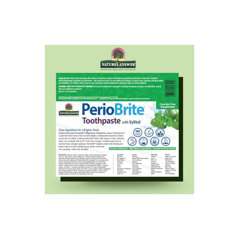 Natures Answer | Pasta de dientes PerioBrite Coolmint de 4