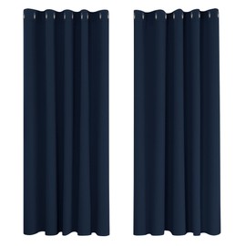 Deconovo Deconovo Super Soft Ring Top Curtains Thermal Insulated Blackout Curtains for Nursery 66 x 72 Inch Navy Blue 2 Panels