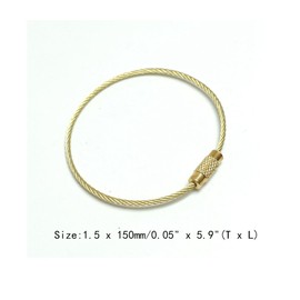 YES Time Stainless Steel Wire Cable Rope Key Ring,Keychain for Keys Luggage Tags,Length 5.9" (Gold, 10 Pieces)