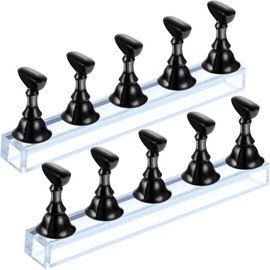 2 Sets Acrylic Nail Display Stand Nail Tip Practice Holder Magnetic Nail Practice Stand Fingernail DIY Nail Art Stand for False Nail Tip Manicure Tool Home Salon Use (Black)