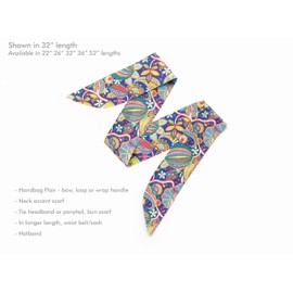 Liberty London Scarf - "Citronella" Floral Skinny Scarf Headband, Handbag/Purse flair - Tana Lawn Cotton - Choose Length