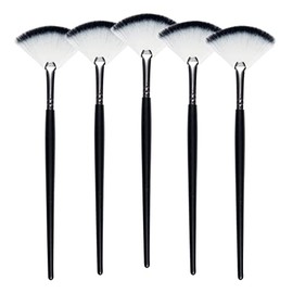 Slim Soft Facial Fan Brush,Makeup Cosmetic Multi Use, Mask Acid Applicator for Glycolic Peel Masques,Chemical Peel Brush,Pack of 5(black)