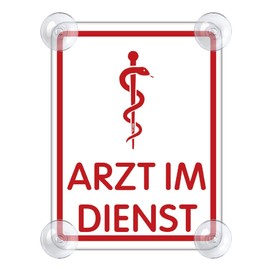Doctor In Service Sign for Car with 4 x Suction Cups - Doctor In Service Suction Cup Sign Made of Acrylic Sign - Doctor In Service Car Sign for Windscreen 90 x 120 mm