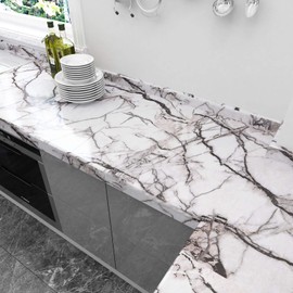 VEELIKE Abstract Cracked Marble Contact Paper for Countertops Waterproof Peel and Stick Countertops 15.7''x236'' Self Adhesive Vinyl Countertop Contact Paper Marble Wallpaper for Kitchen Bathroom