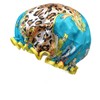Bowbear Women's Double-Layer Reusable Waterproof Shower Caps, Leopard Floral