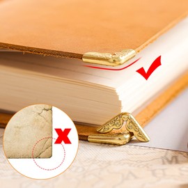 HEEPDD 100pcs Book Corner Protectors, Retro Metal Book Albums Scrapbook Folder Corner Protector Menus Notebook File Corner Decorative Accessory