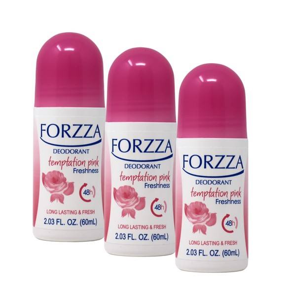 Forzza Roll-on Deodorant Temptation Pink, 3-pack Of 2.03 Oz each, 3 Roll-On Bottles